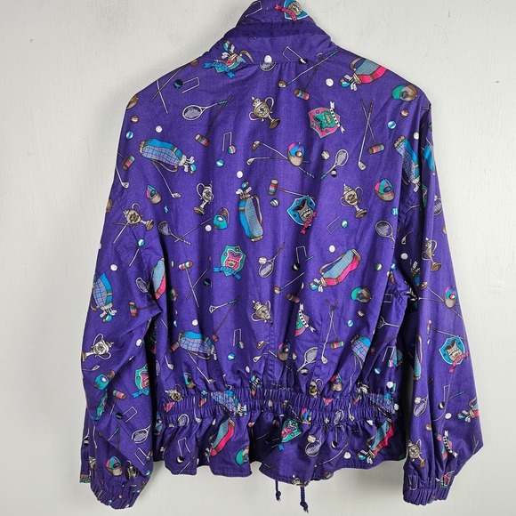 Vintage Drawstring Waist Zip Front Jackets Women's M Purple Golf Tennis‎ Croquet - Picture 11 of 11